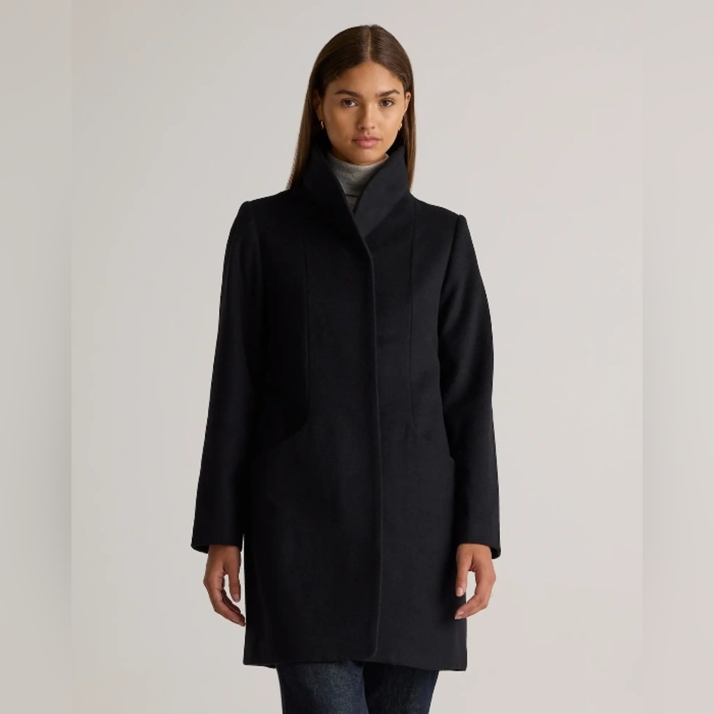 Quince Italian Wool Cocoon Coat. Black. XS. Perfect Condition.